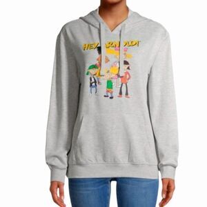 Nwt Nickelodeon Hey Arnold Hoodie Sweatshirt Gray Fleece Long Sleeve Size Medium